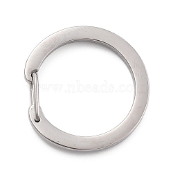 304 Stainless Steel Push Gate Snap Key Clasps, Manual Polishing, Round Ring, Stainless Steel Color, 32x30.5x6.5mm, Inner Diameter: 25mm(STAS-B022-01P-02)