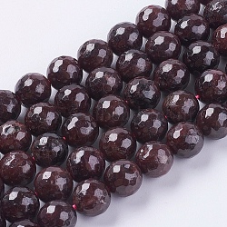 Natural Garnet Beads Strands, Faceted, Round, 10mm, Hole: 1mm, about 38pcs/strand, 15.75 inch(X-G-G542-10mm-21)