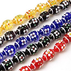 Handmade Lampwork Beads Strands, Oval, Mixed Color, 20x14mm, Hole: 1mm, about 14pcs/strand, 15.16 inch(LAMP-G064-M)