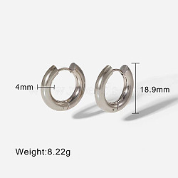 Stainless Steel Simple Fashion Circle Earrings for Daily Wear, Platinum, 18.87x4x12mm(VI3249-2)