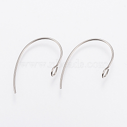 304 Stainless Steel Earring Hooks, Ear Wire, with Vertical Loop, Stainless Steel Color, 25x14x4mm, Hole: 3mm, Pin: 0.7mm(X-STAS-F148-05P)