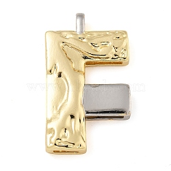 Brass Pendants, Real 18K Gold Plated And Platinum, Letter Charms, Letter F, 28x16x4mm, Hole: 3x2mm(PALLOY-S036-01G-F)