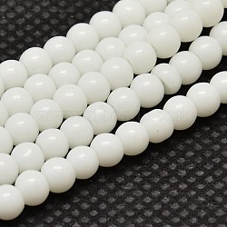 Opaque Solid Color Glass Round Beads Strands, Grade AA, White, 8mm, Hole: 1mm, about 40pcs/strand, 12 inch(GLAA-F032-8mm-01)