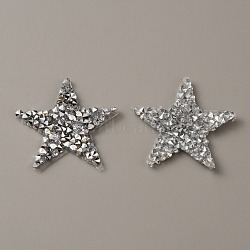 Star Hotfix Rhinestone Iron on Patches, Costume Accessories, Sewing Craft Decoration, Silver, 35x37x2.5mm(DIY-WH0188-99A)