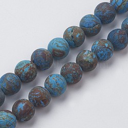Natural Chrysocolla Round Bead Strands, Dyed & Heated, Frosted, 4mm, Hole: 1mm, about 96pcs/strand, 15.5 inch(39.5cm)(X-G-G969-4mm)