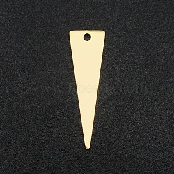 201 Stainless Steel Pendants, Laser Cut, Triangle, Real 18K Gold Plated, 25x7x1mm, Hole: 1.6mm(A-STAS-N090-LA146)