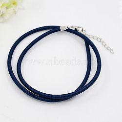 Silk Cord Necklaces Making, with Brass Lobster Clasps, Platinum, Prussian Blue, 17 inch~18 inch(NFS005-08)