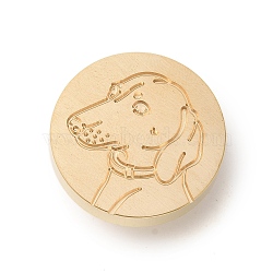 Golden Tone Wax Seal Brass Stamp Heads, for Wax Seal Stamp, Pet Series, Dog, 25x14mm, Hole: 7mm(AJEW-U008-03G-13)