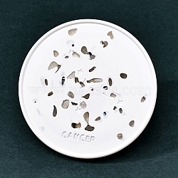 Twelve Constellations Plaster Coaster, with Smoky Quartz Clips, Flat Round, Cancer, 100mm(PW-WG28707-04)