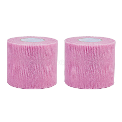 50 Yards Elastic Polyester Deco Mesh Ribbons, Tulle Fabric Roll for Hat, Skirts Decoration Making, Flamingo, 70mm, about 50.00 Yards(45.72m)/Roll(SRIB-WH0011-129B)