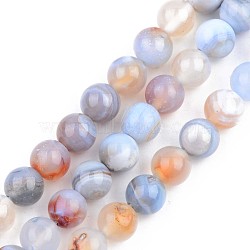 Natural Agate Beads Strands, Dyed, Round, 8mm, Hole: 1mm, about 48pcs/strand, 15.16 inch(38.5cm)(G-S359-137)