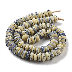 Handmade Lampwork Beads, Rondelle, Lemon Chiffon, 14.5~15x6.5~7.5mm, Hole: 3.6mm, about 93pcs/strand, 25''(63.5cm)(LAMP-Z008-12E)