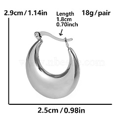 304 Stainless Steel French Style Irregular U-shaped Hoop Earrings, Platinum, 29x25mm(VQ4620-1)