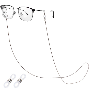 Eyeglasses Chains, 316 Stainless Steel Chains Neck Strap Mask Lanyard, with Silicone Eyeglasses Chains Loop Ends, Stainless Steel Color, 813x1mm