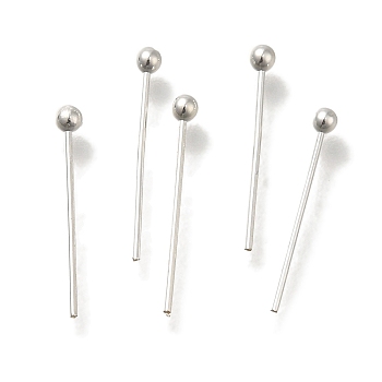 Brass Ball Head Pins, Lead Free & Cadmium Free, 925 Sterling Silver Plated, 15x0.6mm, Head: 2mm
