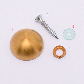 Stainless Steel Half Round Rivets, with Iron Screw, Plastic and Brass Ring, Drawbench Style, Golden, 25.5x12.5mm, Hole: 8.5mm