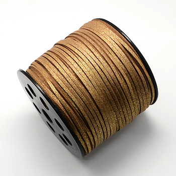 Eco-Friendly Faux Suede Cord, Faux Suede Lace, with Glitter Powder, Camel, 2.7x1.4mm, about 100yards/roll(300 feet/roll)