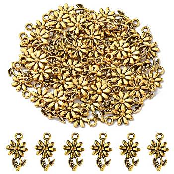 Tibetan Style Alloy Pendants, Flower, Cadmium Free & Lead Free & Nickel Free, Antique Golden, 19x10x2mm, Hole: 2mm