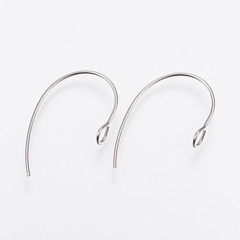 304 Stainless Steel Earring Hooks, Ear Wire, with Vertical Loop, Stainless Steel Color, 25x14x4mm, Hole: 3mm, Pin: 0.7mm