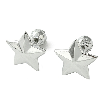 304 Stainless Steel Ear Studs, Star, Stainless Steel Color, 12.5x13mm