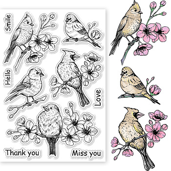 Custom PVC Plastic Clear Stamps, for DIY Scrapbooking, Photo Album Decorative, Cards Making, Bird, 160x110x3mm