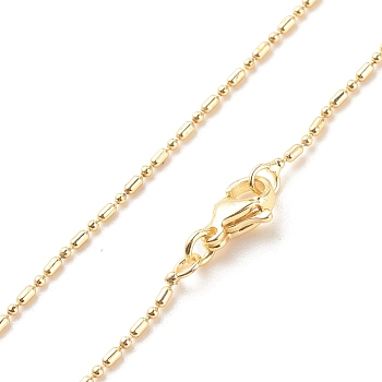 Brass Ball and Column Link Chains Necklace for Women, Cadmium Free & Lead Free, Real 18K Gold Plated, 17.68 inch(44.9cm), Link: 1.2x2mm, 1.2mm