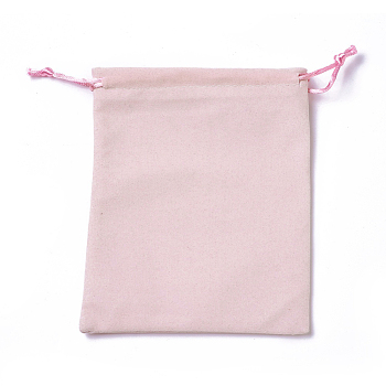 Velvet Packing Pouches, Drawstring Bags, Pink, 15~15.2x12~12.2cm