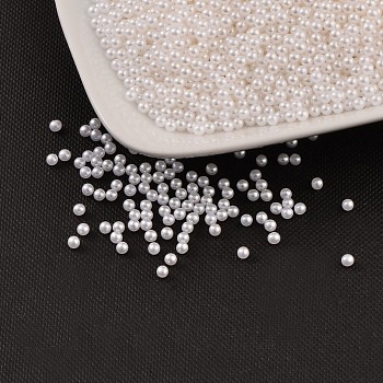 No Hole ABS Plastic Imitation Pearl Round Beads, Dyed, White, 3mm, about 10000pcs/bag