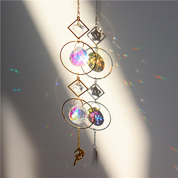 Quartz Crystal Big Pendant Decorations, Hanging Sun Catchers, Fairy, Clear AB, 42cm