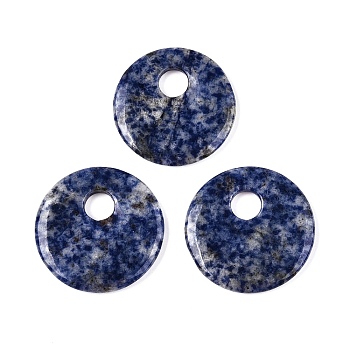 Natural Blue Spot Jasper Pendants, Flat Round Charms, 45x6mm, Hole: 10mm