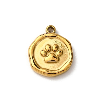 304 Stainless Steel Pendants, Golden, Paw Print, 16x13x2.5mm, Hole: 1.2mm