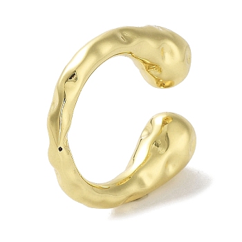 Rack Plating Brass Cuff Rings, Long-Lasting Plated for Women, Lead Free & Cadmium Free, Real 18K Gold Plated, US Size 6 3/4(17.1mm)