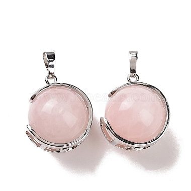 Platinum Round Rose Quartz Pendants