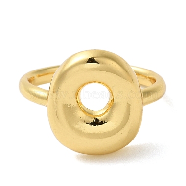 Initials Brass Open Cuff Ring for Women(RJEW-N046-02O-G)-2