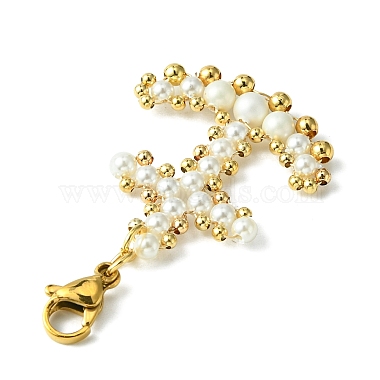 Décoration pendentif en perles de coquillage et de perles en laiton(HJEW-TA00047)-2
