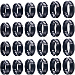 24Pcs 6 Size 201 Stainless Steel Grooved Finger Ring Settings, Ring Core Blank, for Inlay Ring Jewelry Making, Electrophoresis Black, US Size 6 1/2~13(16.9~22.2mm), 4Pcs/size(RJEW-SC0001-06)