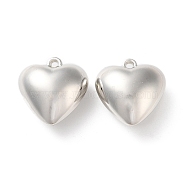 CCB Plastic Pendants, Heart Charms, Platinum, 29x28x16mm, Hole: 2.5mm(CCB-C001-09H-P)