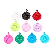Spray Painted Brass Pendants, with Jump Ring, Bottle Cap, Mixed Color, 25x22.5x4mm, Hole: 3.6mm(KK-A152-02)