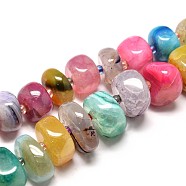 Natural Agate Nuggets Graduated Beads Strands, Dyed, Colorful, 6~16x13~26mm, Hole: 2.5mm, about 32~33pcs/strand, 15.7 inch(G-F214-30A)