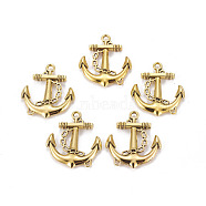 Tibetan Style Alloy Pendants, Cadmium Free & Nickel Free & Lead Free, Anchor, Antique Golden, 32x27x4mm, Hole: 2.5mm(PALLOY-EA10917Y-AG-NF)