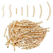 8Pcs 8 Style Rack Plating Brass Straight & Curved Tube Beads, Long-Lasting Plated, Golden, 10~34.5x1.5~2mm, Hole: 0.8~1.2mm, 10pcs/style(KK-BC0009-12)