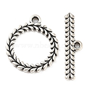Tibetan Style Alloy Toggle Clasp, Cadmium Free & Lead Free, Ring, Antique Silver, Ring: 17x15x1.5mm, Hole: 1.4mm, Bar: 20x5x1mm, Hole: 1.2mm, about 990pcs/1000g(TIBE-P001-64AS)
