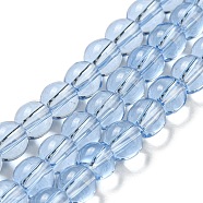 Glass Round Bead Strands, Sky Blue, 6mm, Hole: 1mm, about 50pcs/strand, 11 inch(GLAA-I028-6mm-17)