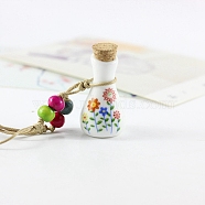 Porcelain Perfume Bottle Necklaces, Pendant Necklace, Colorful, 13.78~23.62 inch(35~60cm)(PW-WG11337-09)
