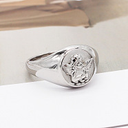 304 Stainless Steel Finger Rings, Angel, Stainless Steel Color, US Size 7(17.3mm)(FS-WG635C8-01)