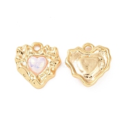 ABS Plastic Pendants, with Brass Findings, Heart Charm, Real 18K Gold Plated, 19x17.5x4mm, Hole: 2mm(KK-E068-VC105)
