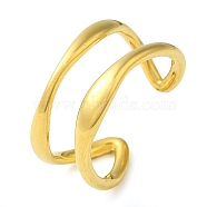 304 Stainless Steel Open Cuff Rings for Women, Real 18K Gold Plated, 9mm, Adjustable(RJEW-Z043-02E)