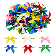 Polyester Packaging Ribbon Bows, Gift Pull Bows, with Iron Wire Twist Ties, for DIY Gift Wrap Decoration, Wedding Candy Party Decoration, Mixed Color, 56x45~52x4mm, 6colors, 30pcs/color, 180pcs/set(AJEW-PH0017-54)