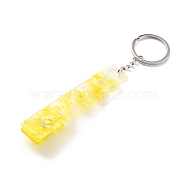 Ferroalloy, Plastic and Acrylic Keychain, Contactless Card Extractor, for Long Nail Card Extractor Keychain with Card Puller for Girls, Rectangle, Yellow, 15.5cm(KEYC-C048-01A)