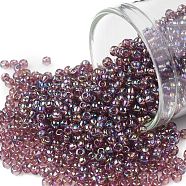 TOHO Round Seed Beads, Japanese Seed Beads, (166B) Transparent AB Medium Amethyst, 11/0, 2.2mm, Hole: 0.8mm, about 1110pcs/bottle, 10g/bottle(SEED-JPTR11-0166B)